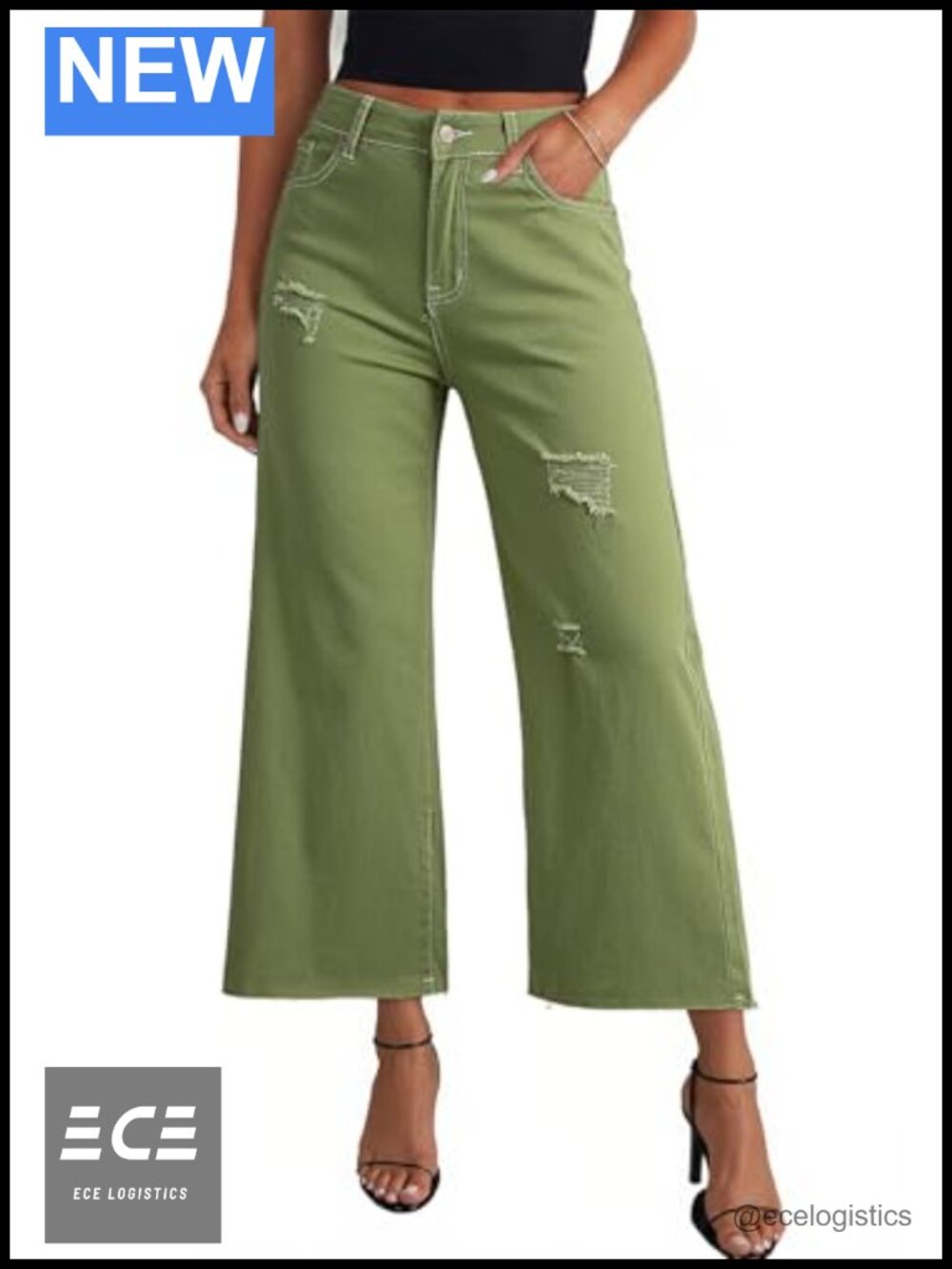 Wide Leg Baggy Jeans Stretch Denim Pants Petite